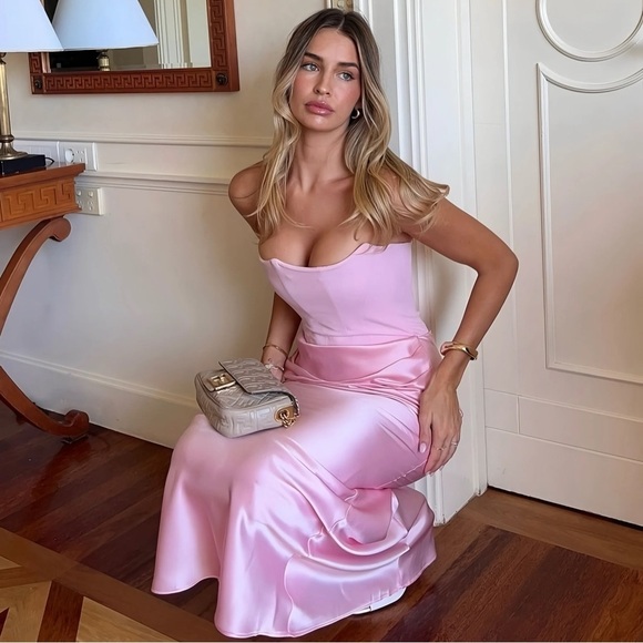 HOUSE OF CB Persephone Pink Gown XS - Picture 2 of 15